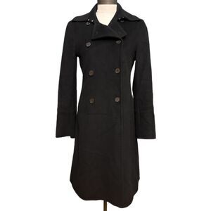 Theory Luxury Black Wool Angora Cashmere Double Breasted Coat S USA Early Y2K